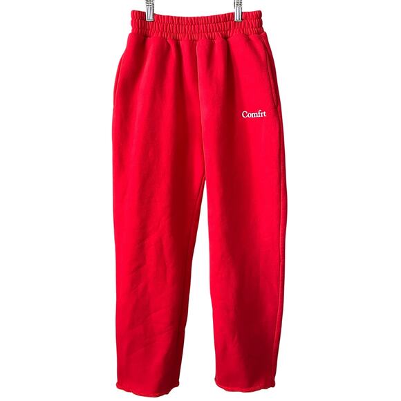 Comfrt Pants - Comfrt Minimalist Straight Sweatpants Size Small Red